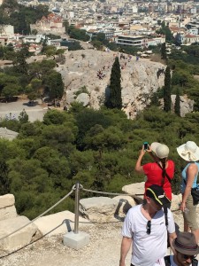 Mars Hill (Areopagus from Acts 17) as it looks from the Acropolis